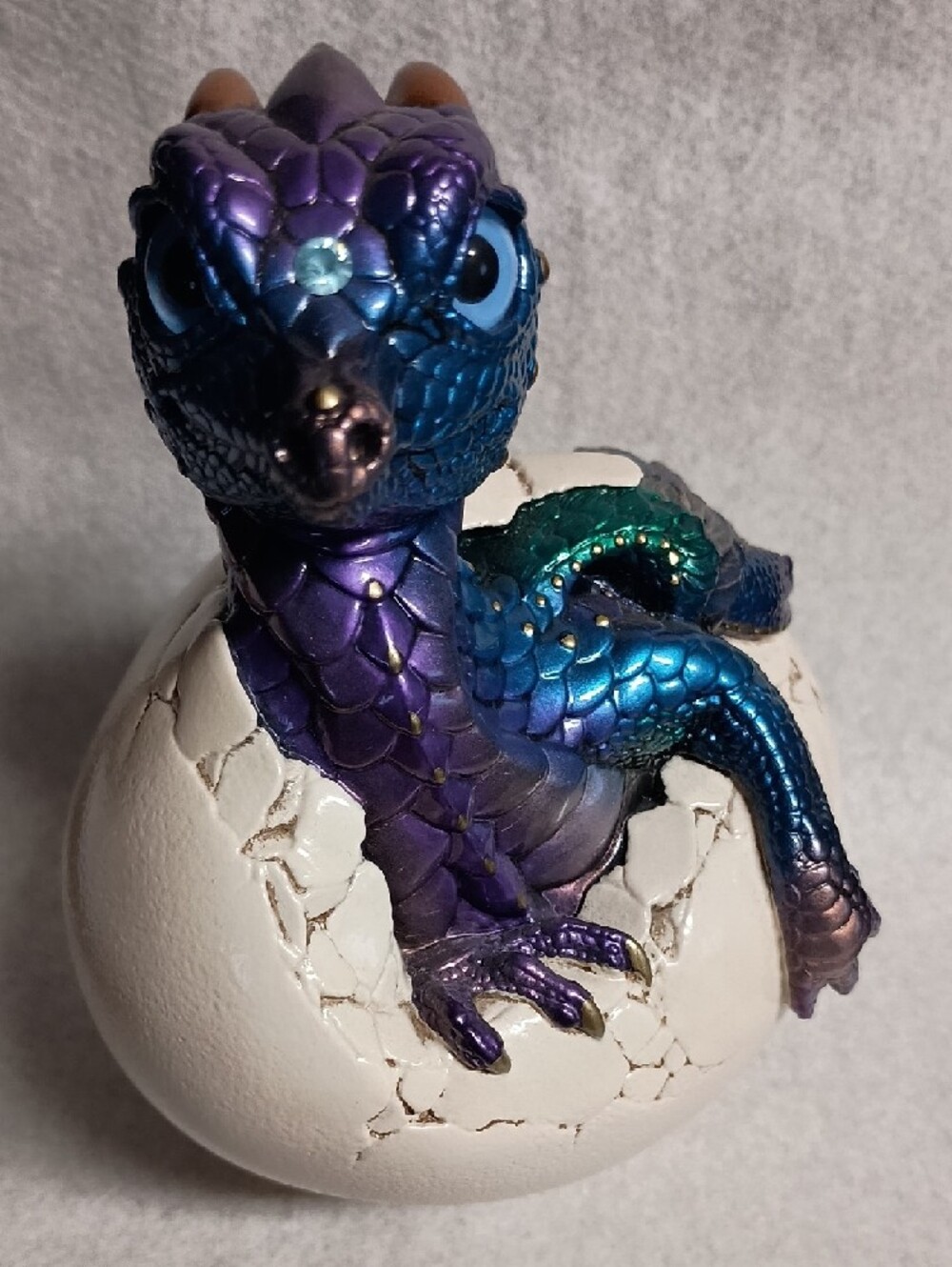 M Pena Windstone Editions Metallic Blue-Purple Dragon Figurine Home Accent 5 1/4 - Picture 4 of 8